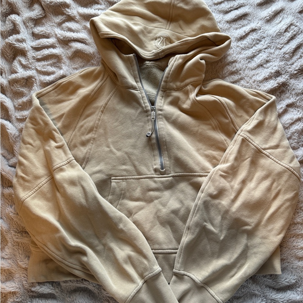 LuLu Lemon Beige Half Zip Hoodie